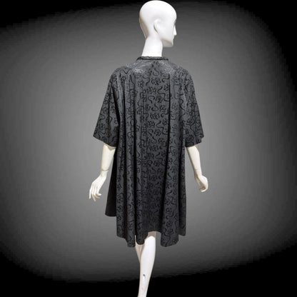 1950s Vintage evening swing coat, Black silk jacquard garland and bows opera coat