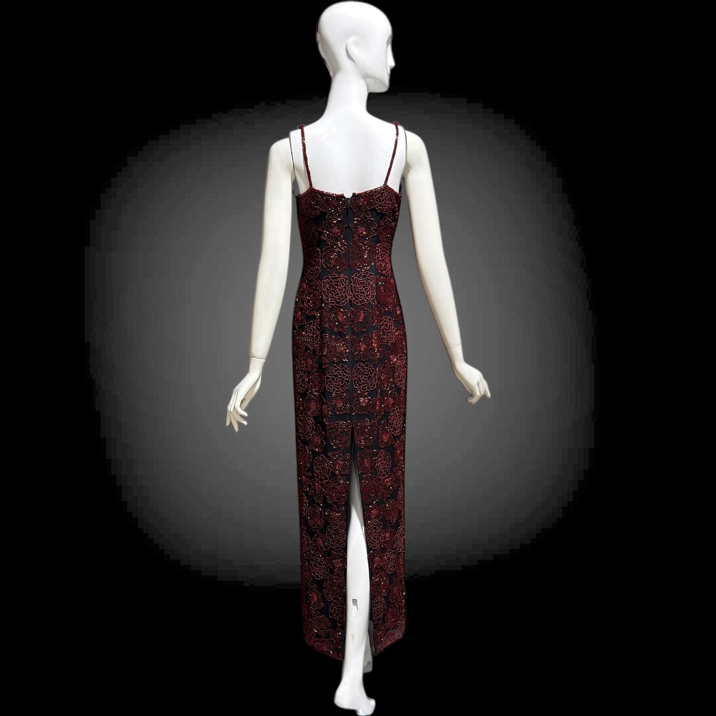 LILLIE RUBIN vintage evening dress gown, 1990s Beaded Silk slip dress