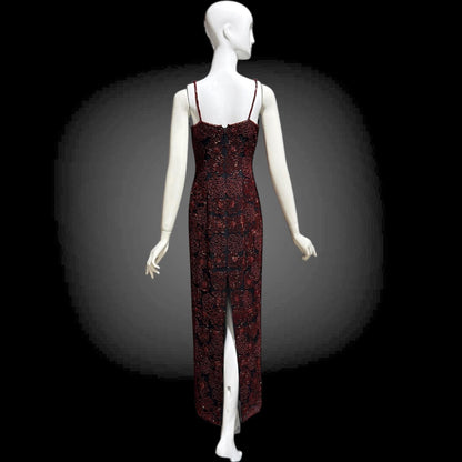 LILLIE RUBIN vintage evening dress gown, 1990s Beaded Silk slip dress