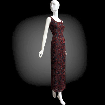 LILLIE RUBIN vintage evening dress gown, 1990s Beaded Silk slip dress