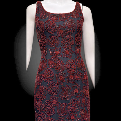 LILLIE RUBIN vintage evening dress gown, 1990s Beaded Silk slip dress