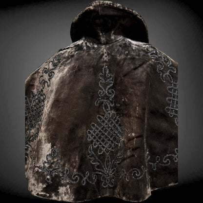 1800s Antique Victorian Short Capelet, Velvet beaded Mantelet cape, shawl, wrap