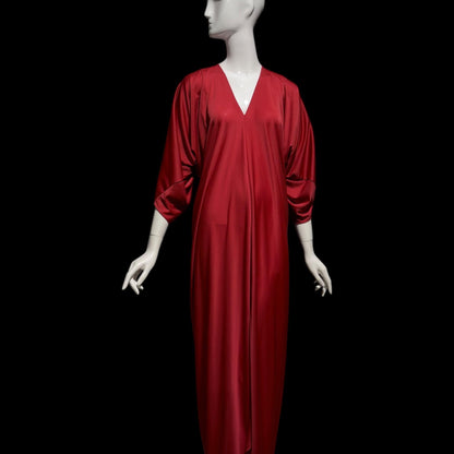 HALSTON IV vintage 1970s evening dress gown, DORIAN Claret Red knit Caftan Dress, Studio 54