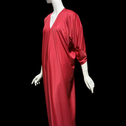 HALSTON IV vintage 1970s evening dress gown, DORIAN Claret Red knit Caftan Dress, Studio 54