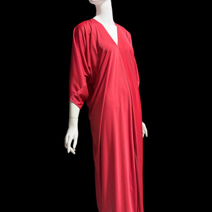 HALSTON IV vintage 1970s evening dress gown, DORIAN Claret Red knit Caftan Dress, Studio 54