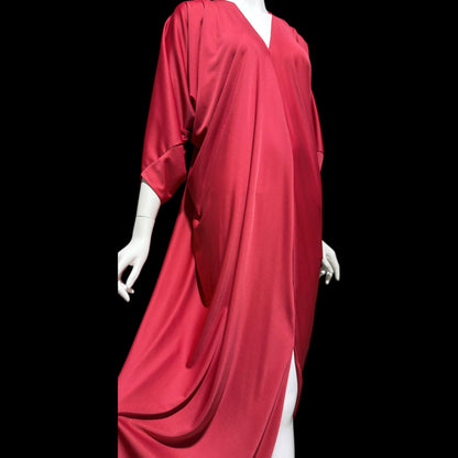 HALSTON IV vintage 1970s evening dress gown, DORIAN Claret Red knit Caftan Dress, Studio 54