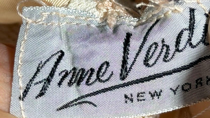 ANNE VERDI Vintage 1950s Designer evening tulle gown, Mocha Lace Cocktail Party Cupcake dress, medium