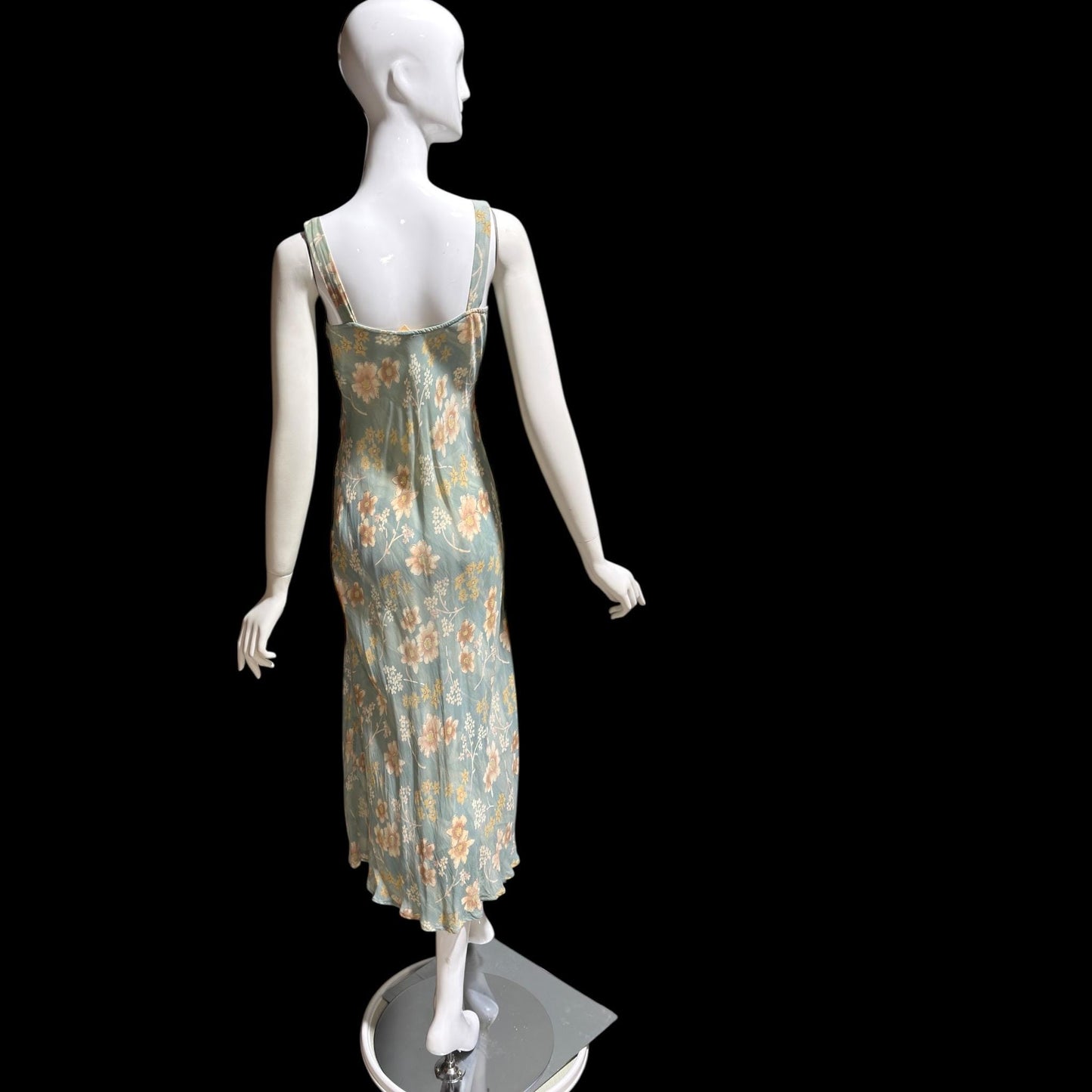 BONNIE STRAUSS Vintage 1990s designer slip dress, Crepe Bias Cut floral dress