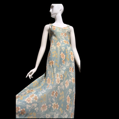 BONNIE STRAUSS Vintage 1990s designer slip dress, Crepe Bias Cut floral dress