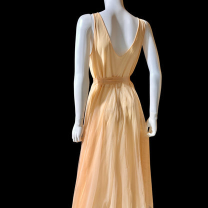 VAN RAALTE Vintage nightgown slip dress, 1960s Peachy Caramel Chiffon Lingerie dress