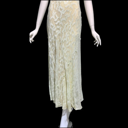 CAROL PERETZ Vintage evening wedding dress, 1990s bias cut Silk Slip Dress
