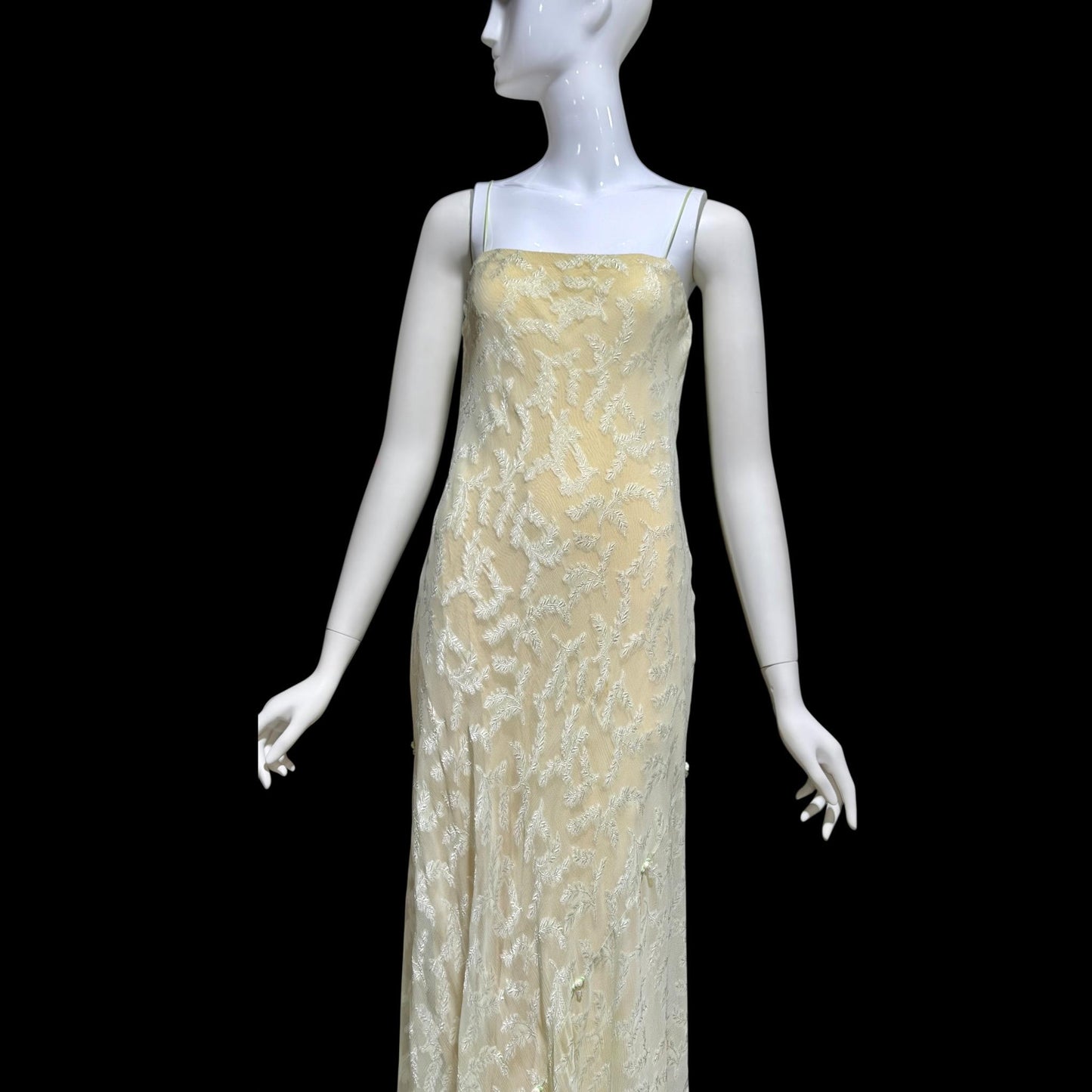 CAROL PERETZ Vintage evening wedding dress, 1990s bias cut Silk Slip Dress