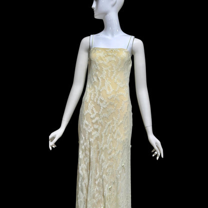 CAROL PERETZ Vintage evening wedding dress, 1990s bias cut Silk Slip Dress
