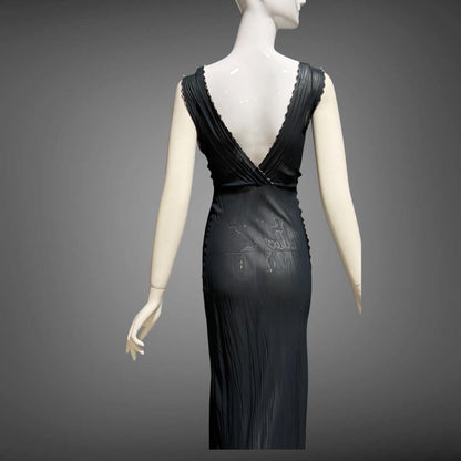 1930s vintage Nightgown slip dress, sheer sultry black lingerie dress, bias cut with applique