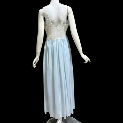 LADY LEONORA Vintage 1940s Nightgown Slip dress, Blue & White Nylon lingerie dress