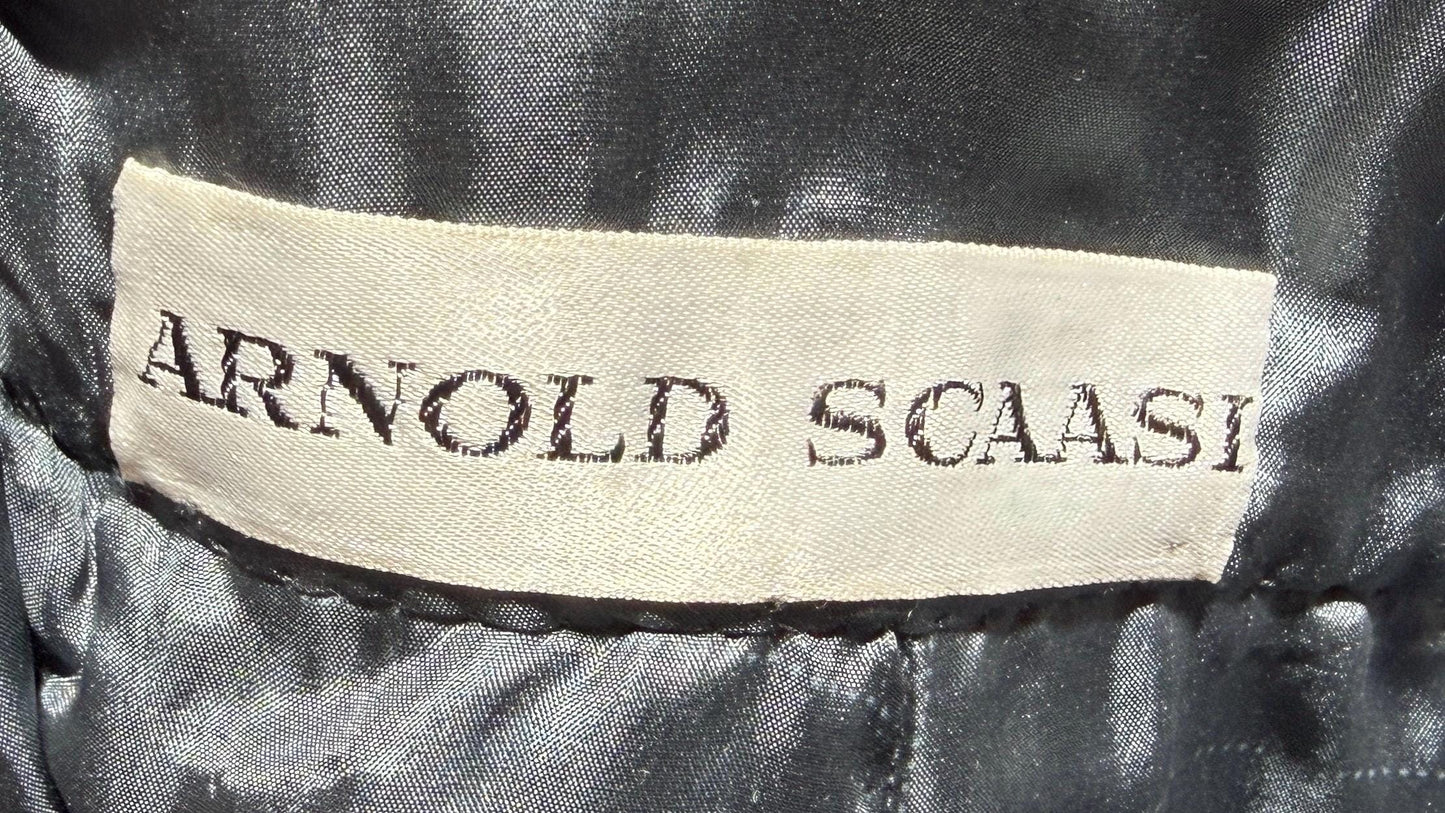 ARNOLD SCAASI COUTURE Vintage 1960s Maxi Skirt, Slate Gray Aubergine Embossed Velvet High Waist Evening Skirt