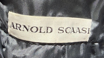 ARNOLD SCAASI COUTURE Vintage 1960s Maxi Skirt, Slate Gray Aubergine Embossed Velvet High Waist Evening Skirt