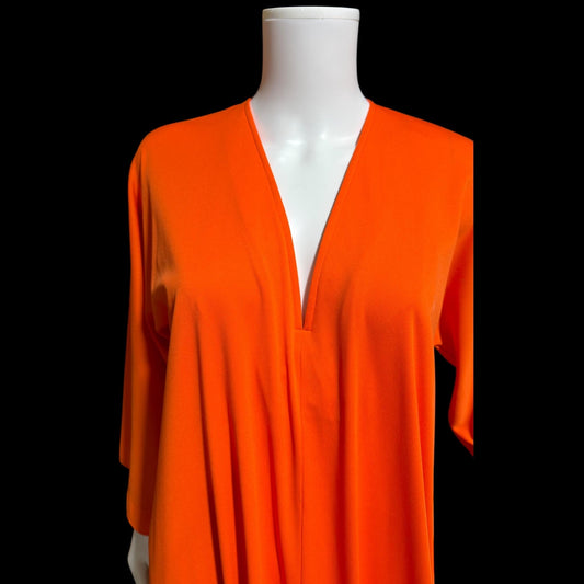 HALSTON IV vintage 1970s Kaftan evening dress, DORIAN Bold Orange knit Caftan Dress