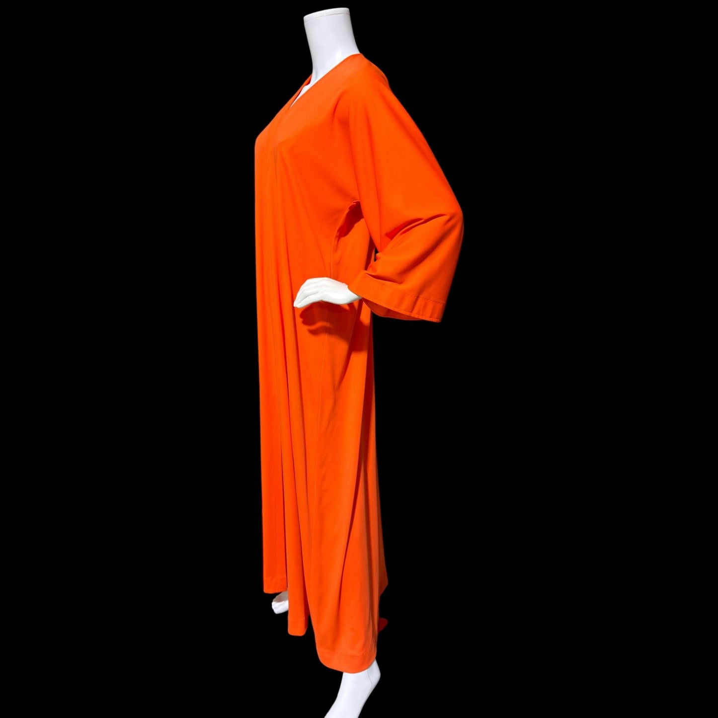 HALSTON IV vintage 1970s Kaftan evening dress, DORIAN Bold Orange knit Caftan Dress