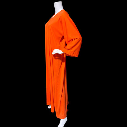 HALSTON IV vintage 1970s Kaftan evening dress, DORIAN Bold Orange knit Caftan Dress