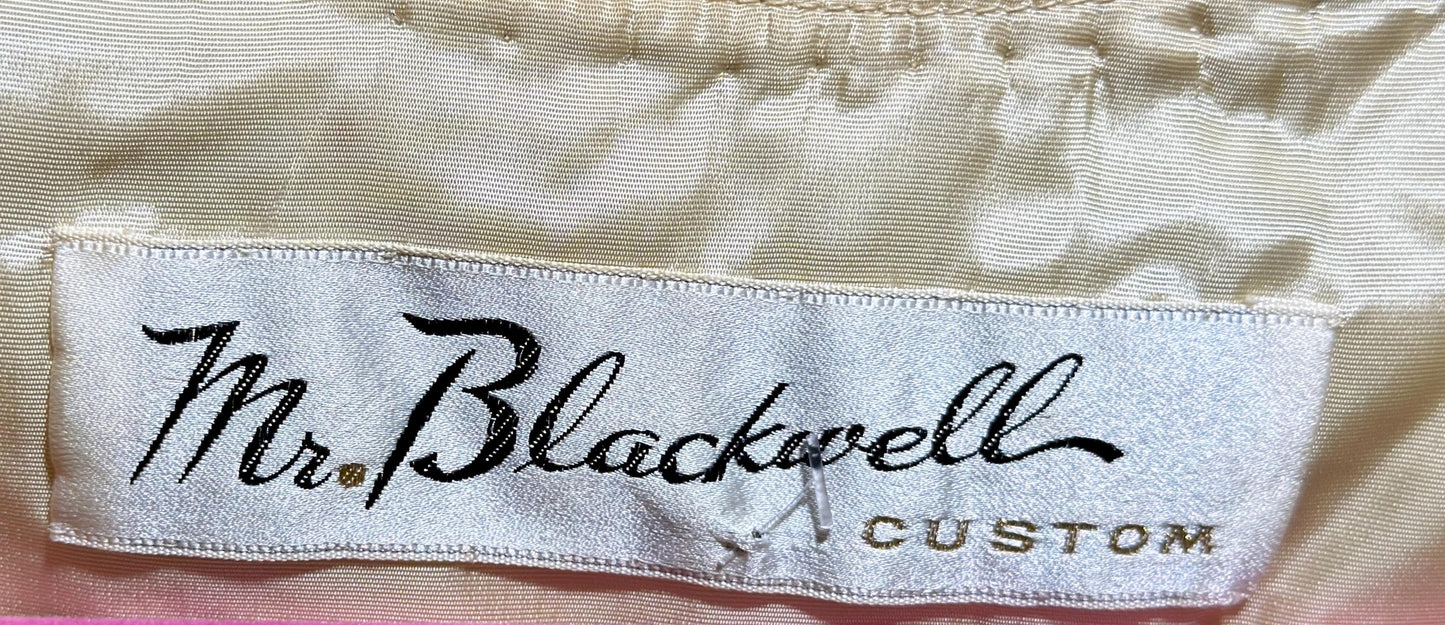 MR BLACKWELL CUSTOM Vintage 1960s Designer cocktail dress, Cates of Denver Boutique gold brocade mod shift dress