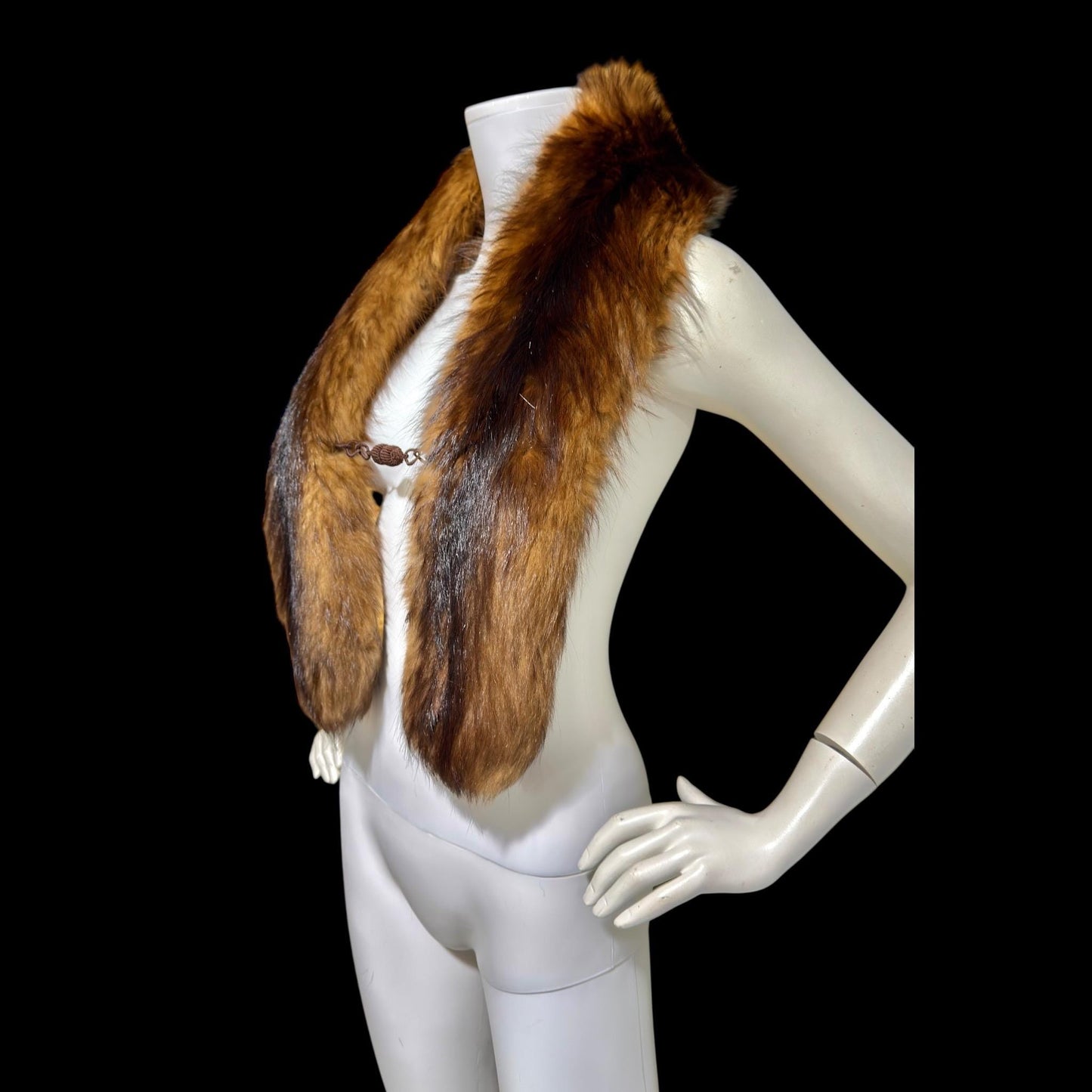 1950s vintage fur stole, Mid Century Fox fur collar scarf stole shoulder wrap