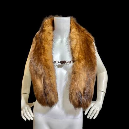 1950s vintage fur stole, Mid Century Fox fur collar scarf stole shoulder wrap