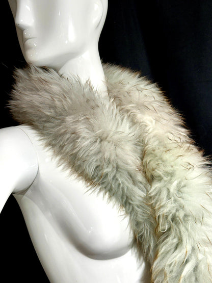 1970s vintage Mongolian curly lamb sheepskin boa scarf, neck warmer collar shoulder wrap 6 feet