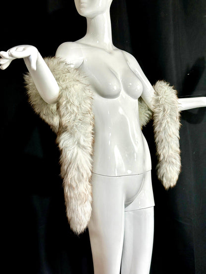 1970s vintage Mongolian curly lamb sheepskin boa scarf, neck warmer collar shoulder wrap 6 feet