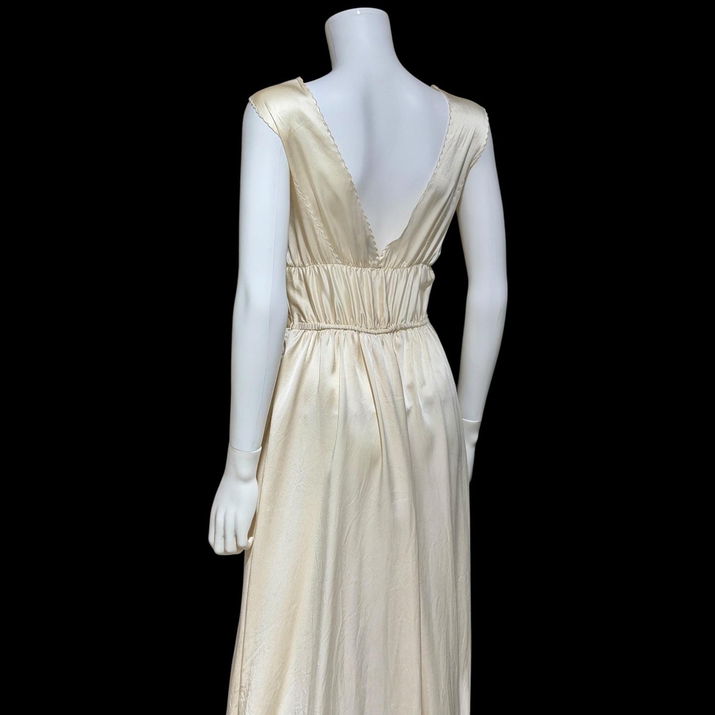 PEONY vintage Silk Nightgown Slip Dress, 1950s Embroidered White Bridal Lingerie dress