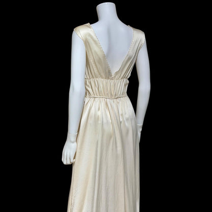 PEONY vintage Silk Nightgown Slip Dress, 1950s Embroidered White Bridal Lingerie dress