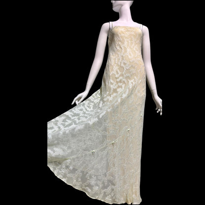 CAROL PERETZ Vintage evening wedding dress, 1990s bias cut Silk Slip Dress