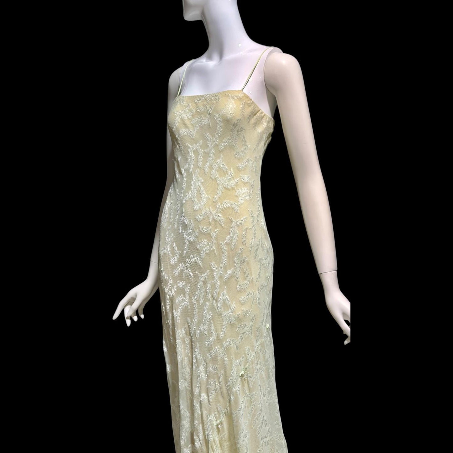 CAROL PERETZ Vintage evening wedding dress, 1990s bias cut Silk Slip Dress
