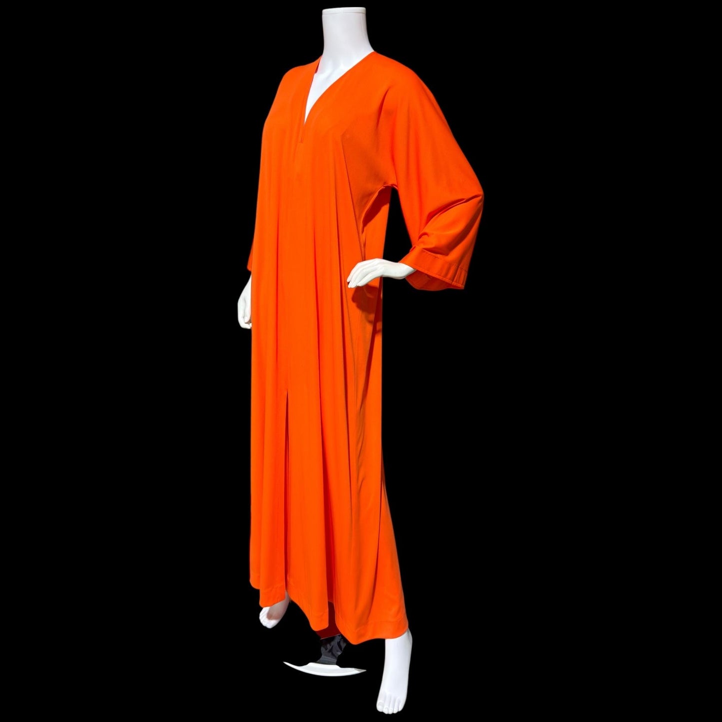 HALSTON IV vintage 1970s Kaftan evening dress, DORIAN Bold Orange knit Caftan Dress