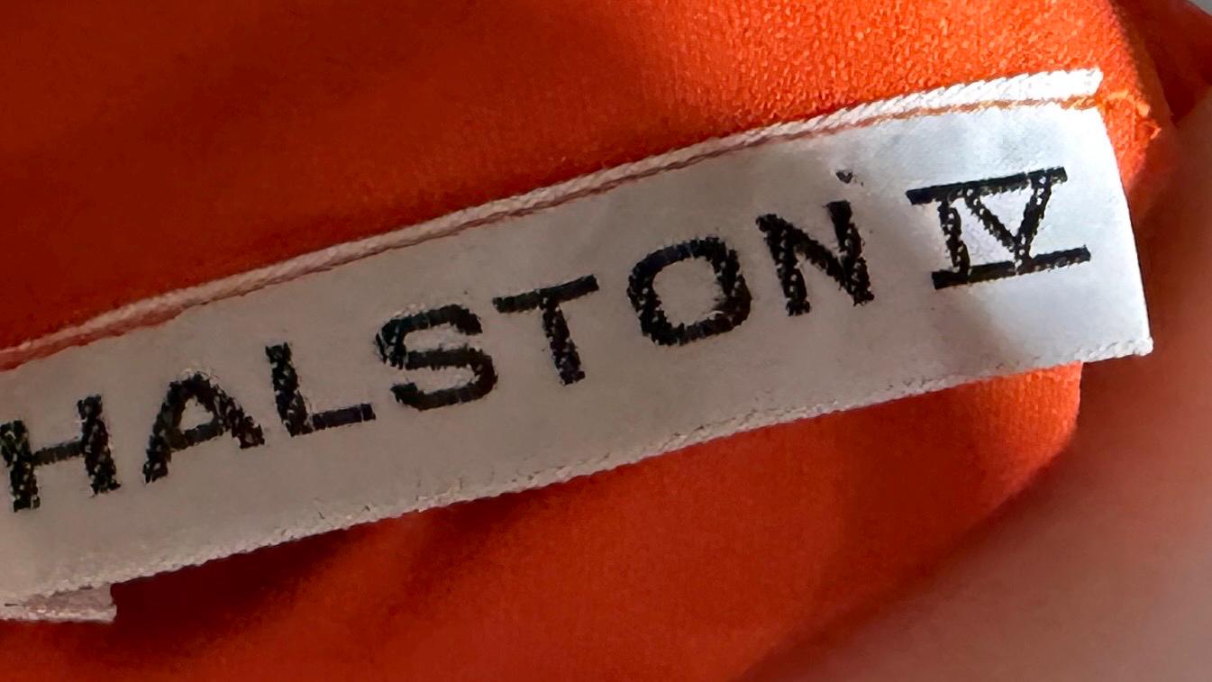 HALSTON IV vintage 1970s Kaftan evening dress, DORIAN Bold Orange knit Caftan Dress