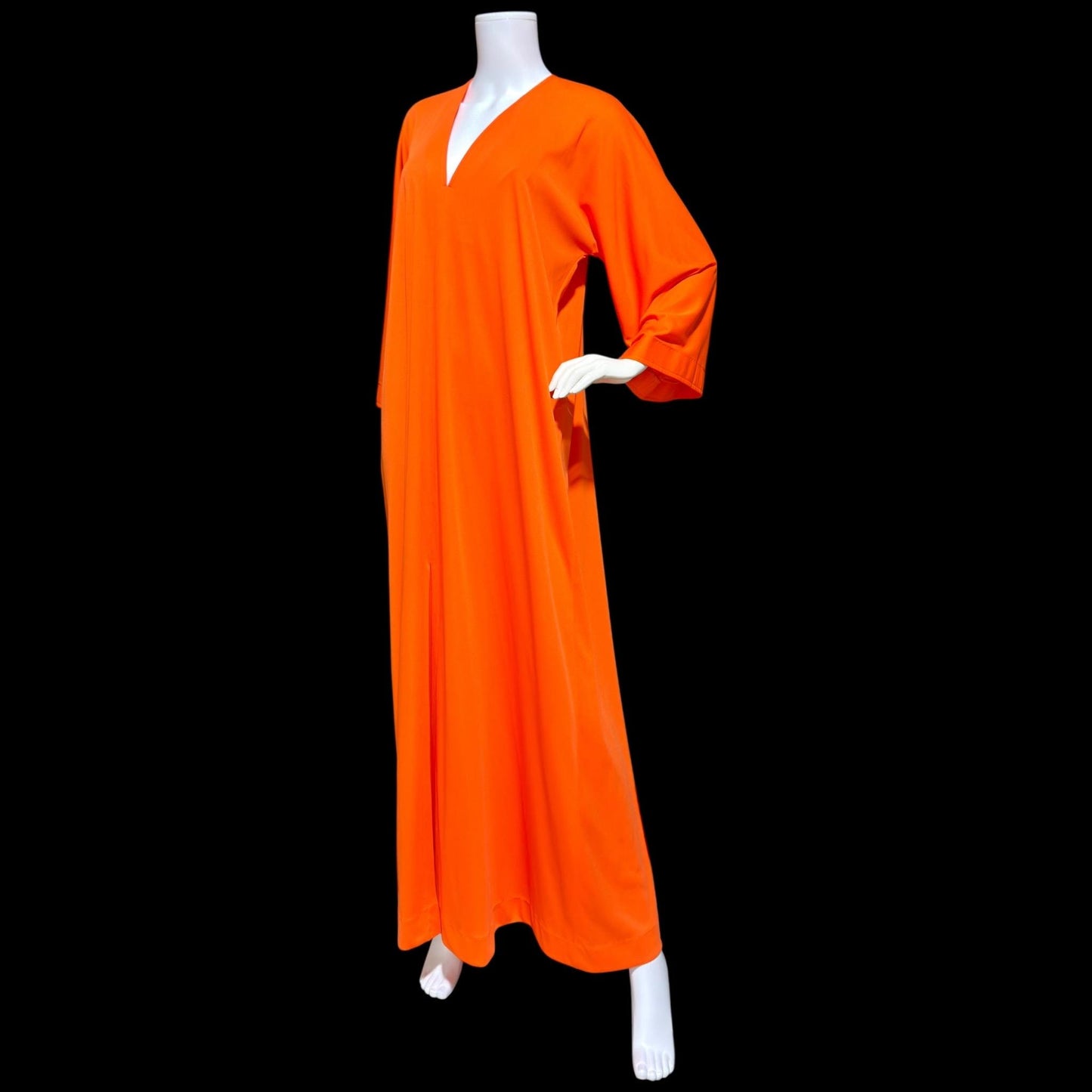 HALSTON IV vintage 1970s Kaftan evening dress, DORIAN Bold Orange knit Caftan Dress