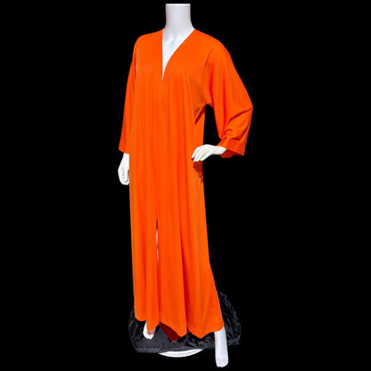 HALSTON IV vintage 1970s Kaftan evening dress, DORIAN Bold Orange knit Caftan Dress
