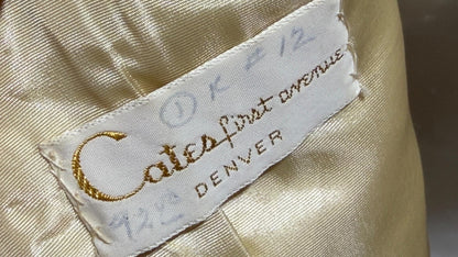 MR BLACKWELL CUSTOM Vintage 1960s Designer cocktail dress, Cates of Denver Boutique gold brocade mod shift dress