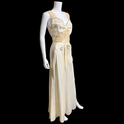 1940s vintage Nightgown slip dress, cream white bridal negligee lingerie dress
