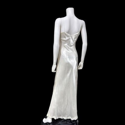 1930s vintage slip, shiny liquid satin bias cut sheath gown for under dress