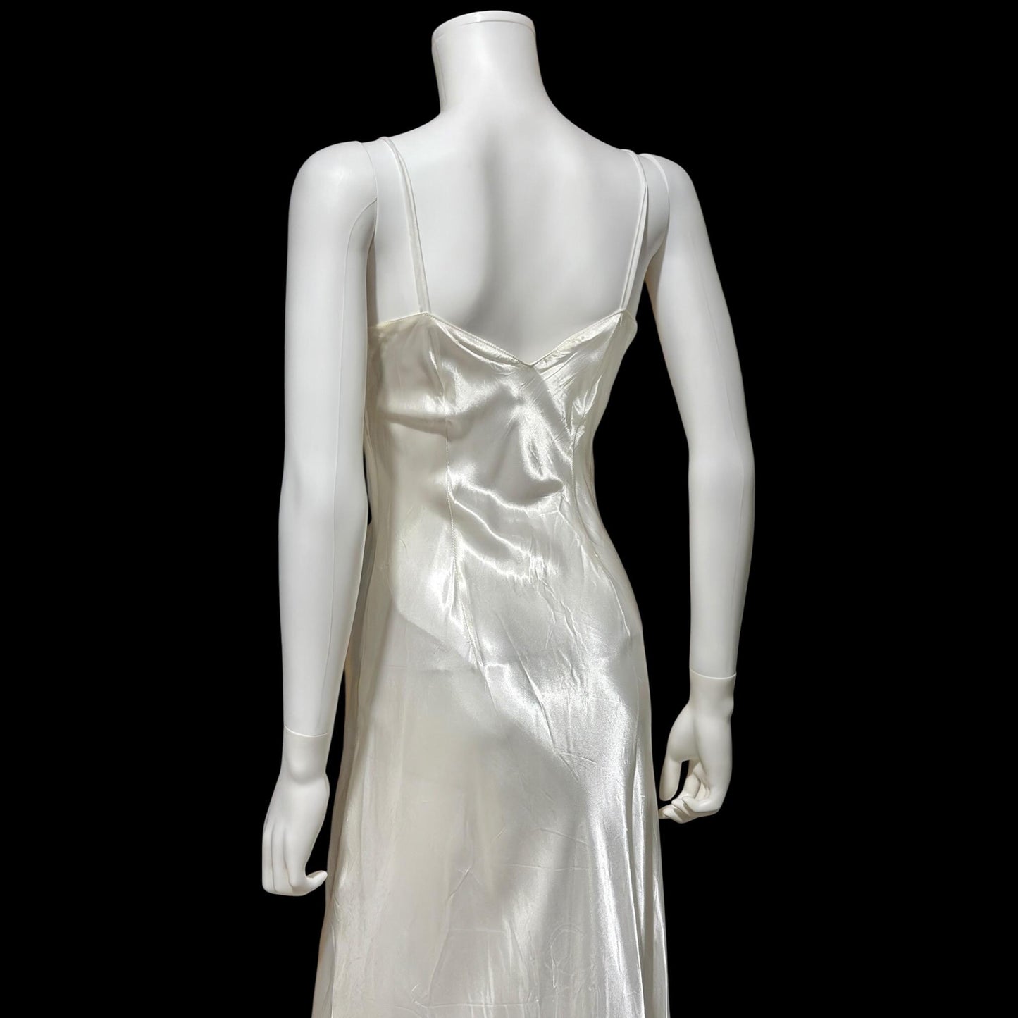 1930s vintage slip, shiny liquid satin bias cut sheath gown for under dress