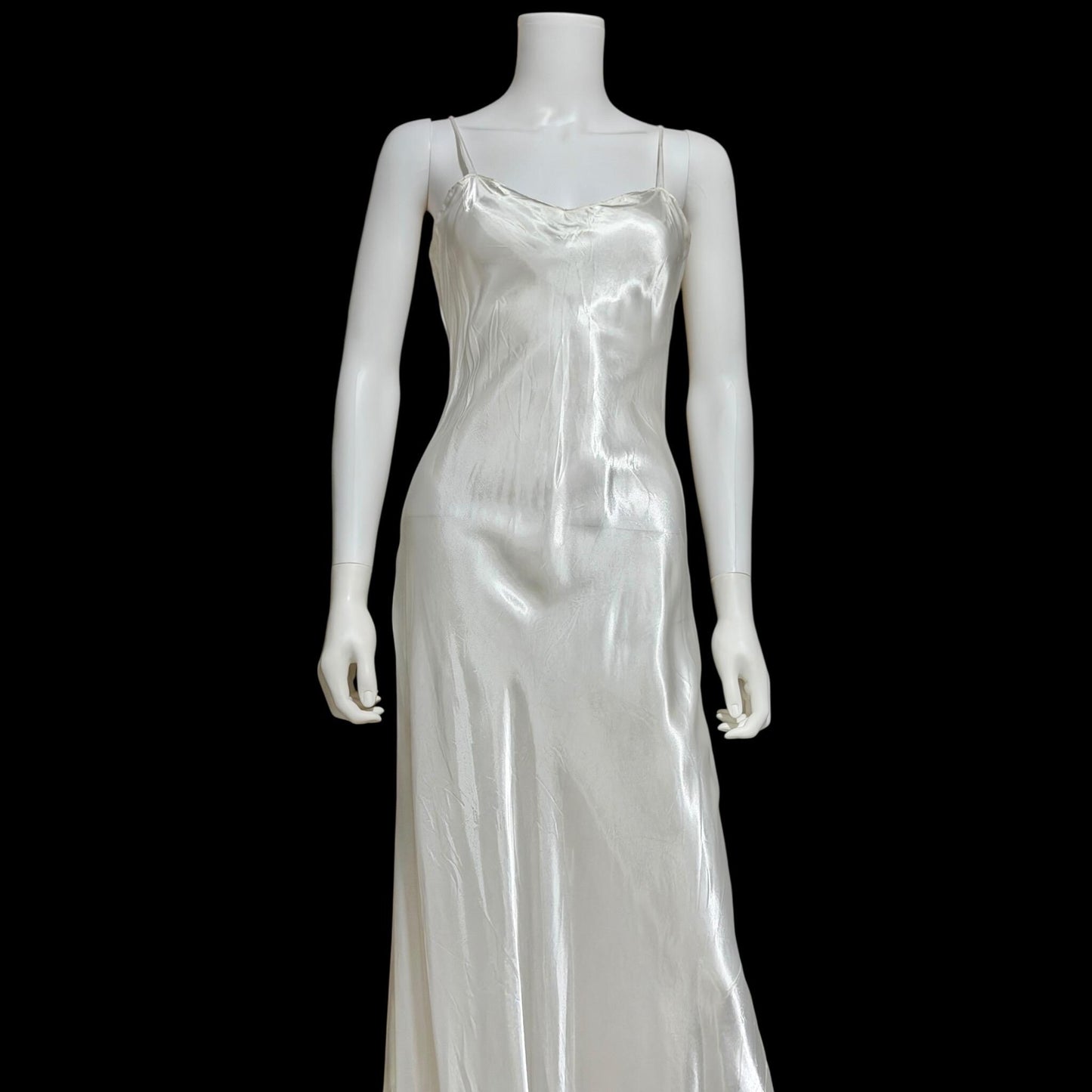 1930s vintage slip, shiny liquid satin bias cut sheath gown for under dress