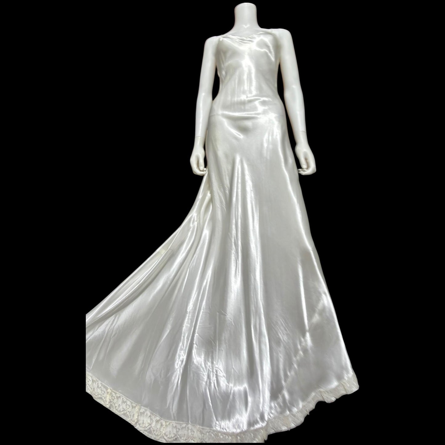 1930s vintage slip, shiny liquid satin bias cut sheath gown for under dress