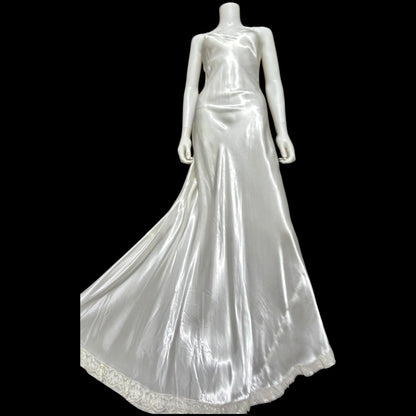 1930s vintage slip, shiny liquid satin bias cut sheath gown for under dress