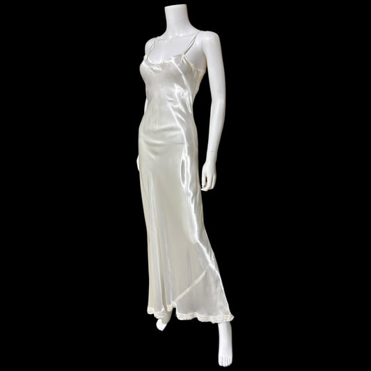 1930s vintage slip, shiny liquid satin bias cut sheath gown for under dress
