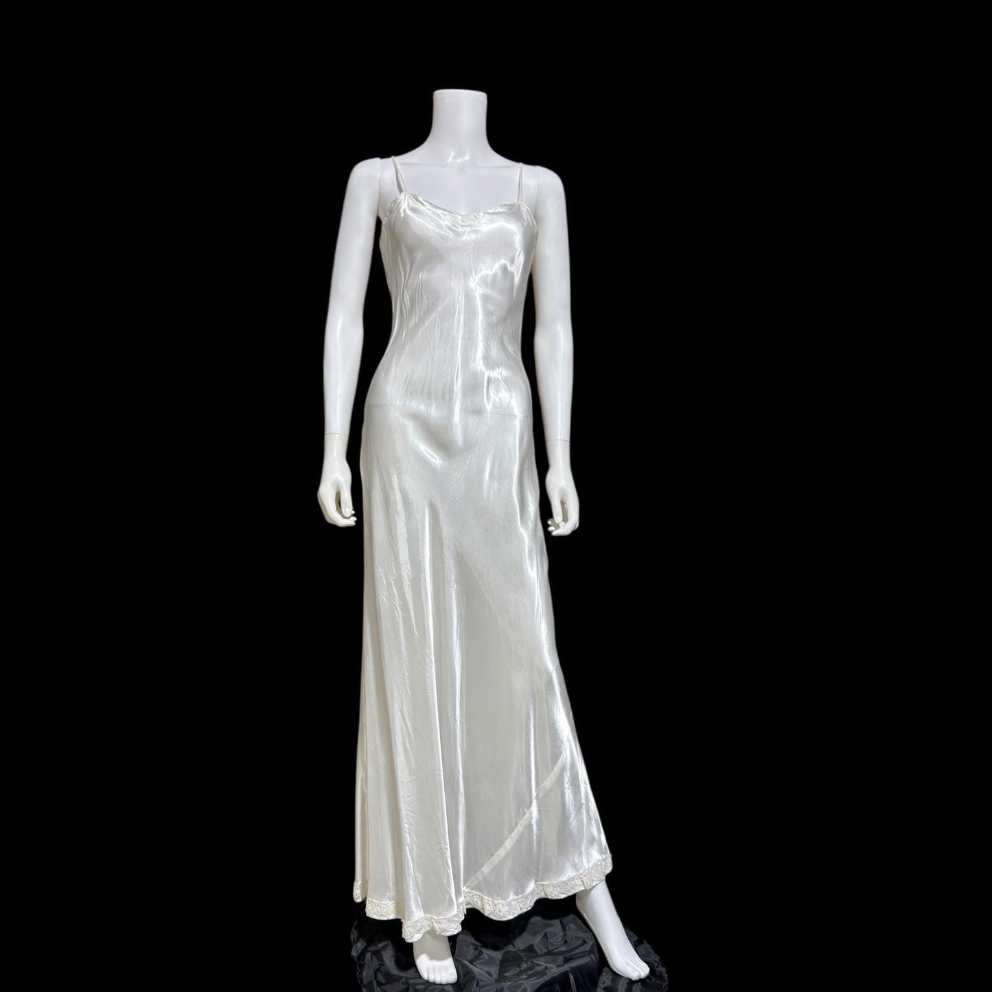 1930s vintage slip, shiny liquid satin bias cut sheath gown for under dress