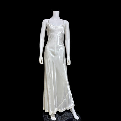 1930s vintage slip, shiny liquid satin bias cut sheath gown for under dress