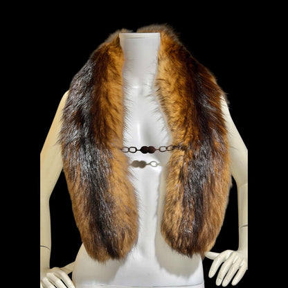 1950s vintage fur stole, Mid Century Fox fur collar scarf stole shoulder wrap