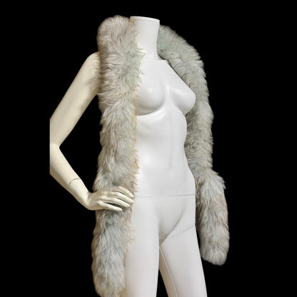 1970s vintage Mongolian curly lamb sheepskin boa scarf, neck warmer collar shoulder wrap 6 feet