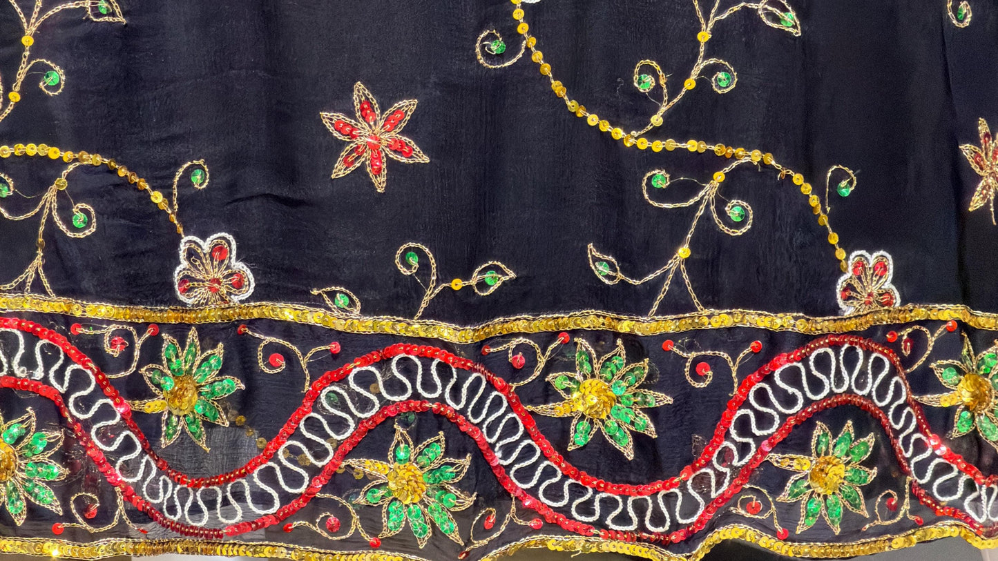 PROFILS du MONDE vintage 1960s caftan dress,  Beverly Hills Designer Black Silk embroidered sequin kaftan evening dress